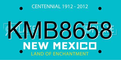 KMB8658 New Mexico License Plate