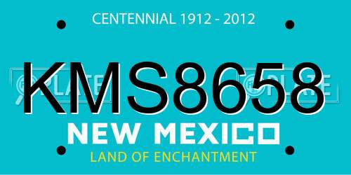 KMS8658 New Mexico License Plate