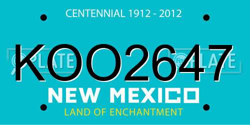 KOO2647 New Mexico License Plate