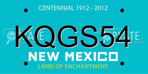 KQGS54 New Mexico License Plate