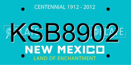 KSB8902 New Mexico License Plate
