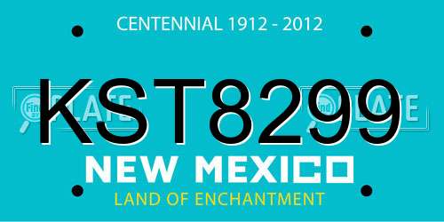 KST8299 New Mexico License Plate