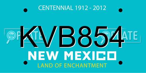 KVB854 New Mexico License Plate
