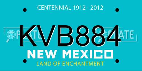 KVB884 New Mexico License Plate