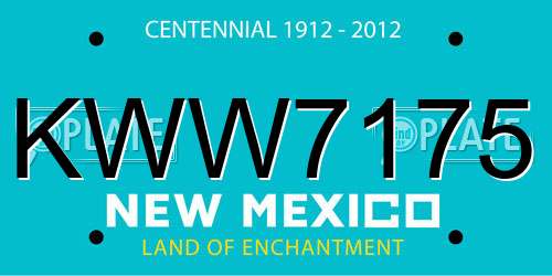 KWW7175 New Mexico License Plate