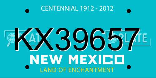 KX39657 New Mexico License Plate