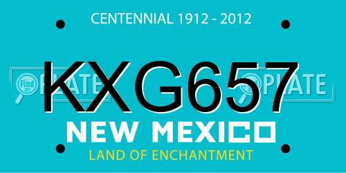 KXG657 New Mexico License Plate