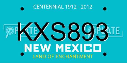 KXS893 New Mexico License Plate