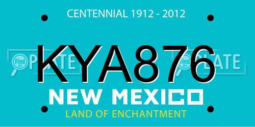 KYA876 New Mexico License Plate