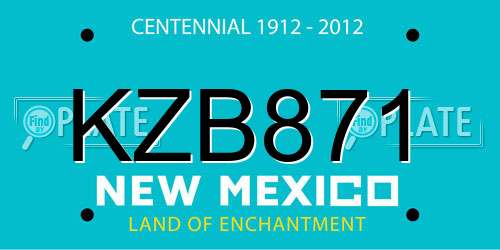 KZB871 New Mexico License Plate