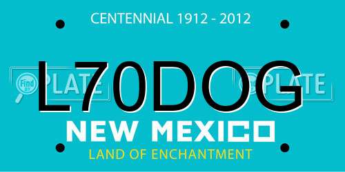 L70DOG New Mexico License Plate