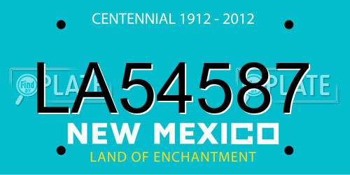 LA54587 New Mexico License Plate