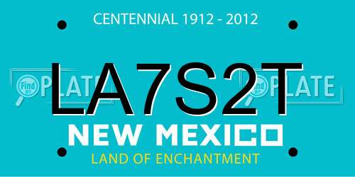 LA7S2T New Mexico License Plate