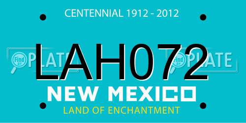 LAH072 New Mexico License Plate