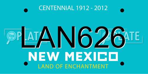 LAN626 New Mexico License Plate