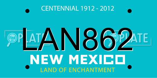 LAN862 New Mexico License Plate