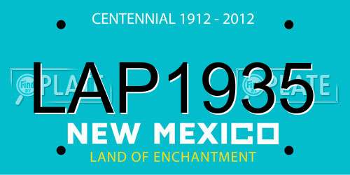 LAP1935 New Mexico License Plate