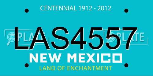 LAS4557 New Mexico License Plate