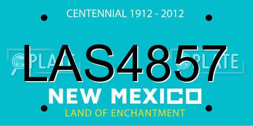 LAS4857 New Mexico License Plate