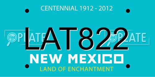 LAT822 New Mexico License Plate