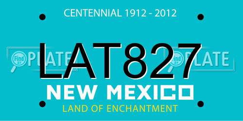 LAT827 New Mexico License Plate