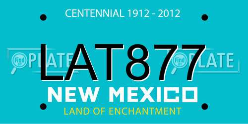 LAT877 New Mexico License Plate