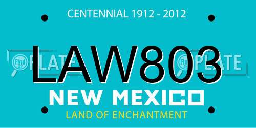 LAW803 New Mexico License Plate