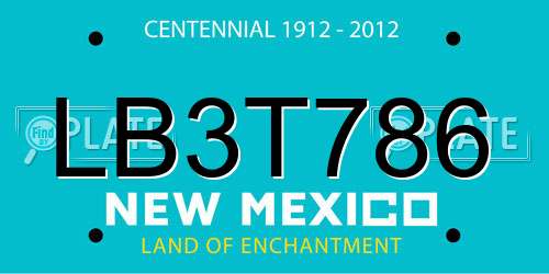 LB3T786 New Mexico License Plate