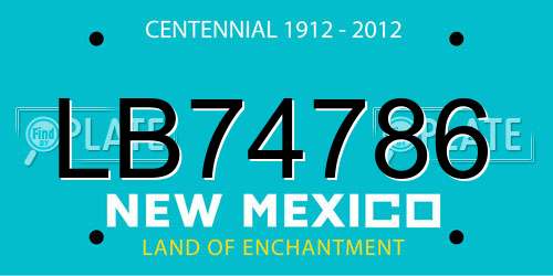 LB74786 New Mexico License Plate
