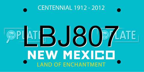 LBJ807 New Mexico License Plate