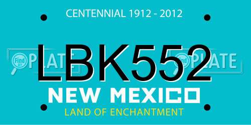 LBK552 New Mexico License Plate