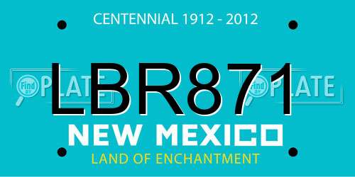 LBR871 New Mexico License Plate