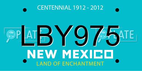 LBY975 New Mexico License Plate