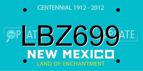 LBZ699 New Mexico License Plate