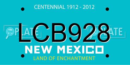 LCB928 New Mexico License Plate