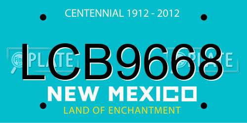 LCB9668 New Mexico License Plate