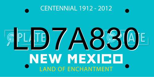 LD7A830 New Mexico License Plate