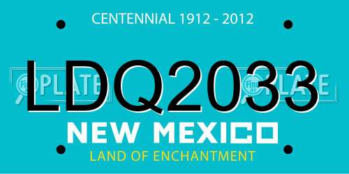 LDQ2033 New Mexico License Plate