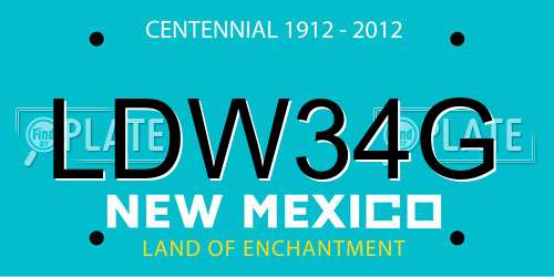 LDW34G New Mexico License Plate
