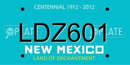 LDZ601 New Mexico License Plate