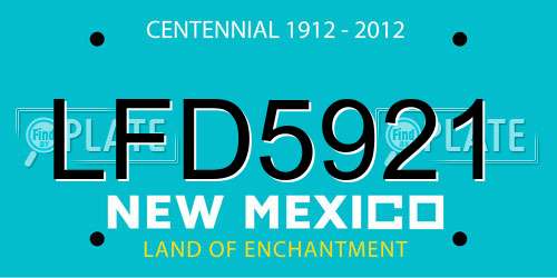 LFD5921 New Mexico License Plate
