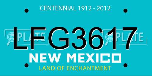 LFG3617 New Mexico License Plate