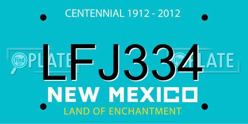 LFJ334 New Mexico License Plate