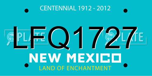 LFQ1727 New Mexico License Plate