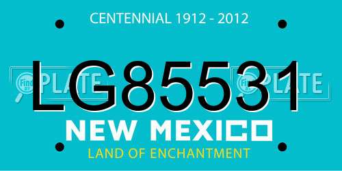 LG85531 New Mexico License Plate