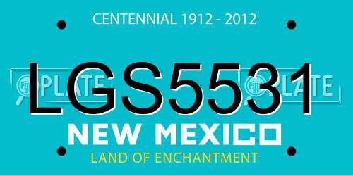 LGS5531 New Mexico License Plate