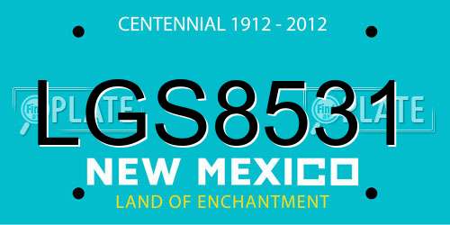 LGS8531 New Mexico License Plate
