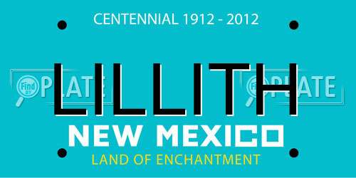 LILLITH New Mexico License Plate