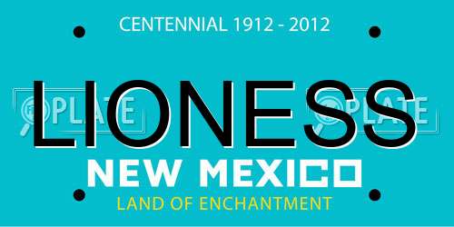 LIONESS New Mexico License Plate