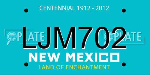 LJM702 New Mexico License Plate
